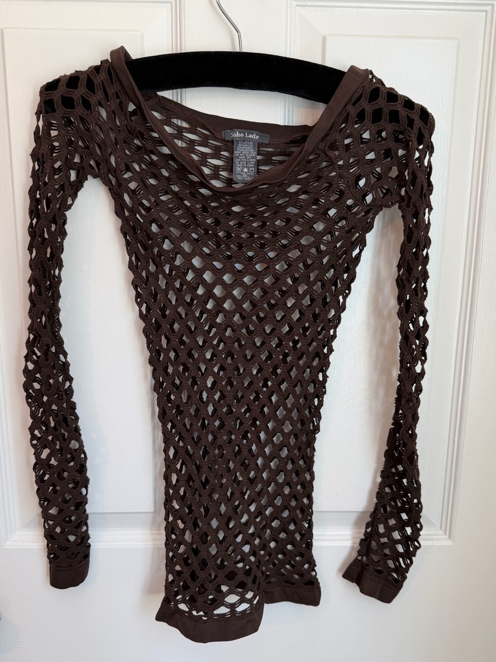 Fitted Open-Knit Long Sleeve Sexy Peekaboo Top 🤎